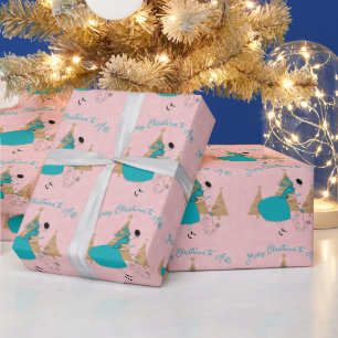 1950 Vintage Lady Weihnachtsgrüße Geschenkpapier