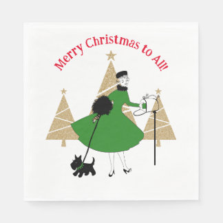 1950 Vintage Lady Weihnachtsgrüße Serviette