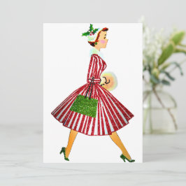 1950 Vintage Weihnachtsfrau Einladung