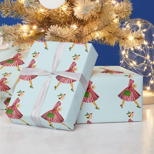 1950 Vintage Weihnachtsfrau Geschenkpapier (Feiertage)