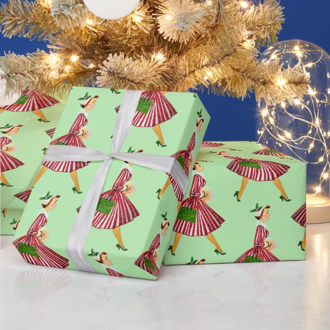 1950 Vintage Weihnachtsfrau Geschenkpapier (Feiertage)