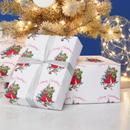 1950 Vintage Weihnachtsfrau Geschenkpapier