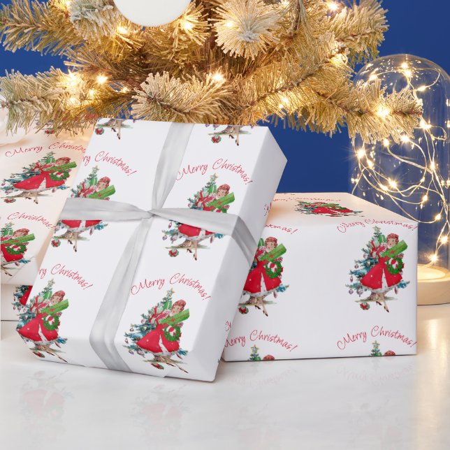1950 Vintage Weihnachtsfrau Geschenkpapier (Feiertage)