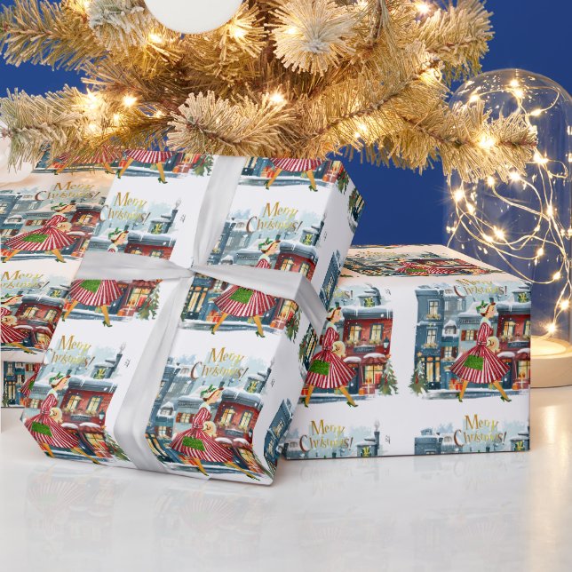 1950 Vintage Weihnachtsfrau Geschenkpapier (Feiertage)