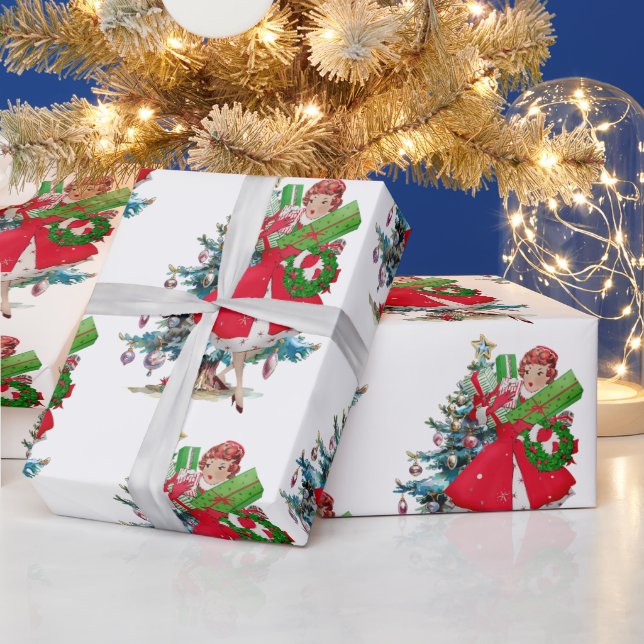 1950 Vintage Weihnachtsfrau Geschenkpapier (Feiertage)