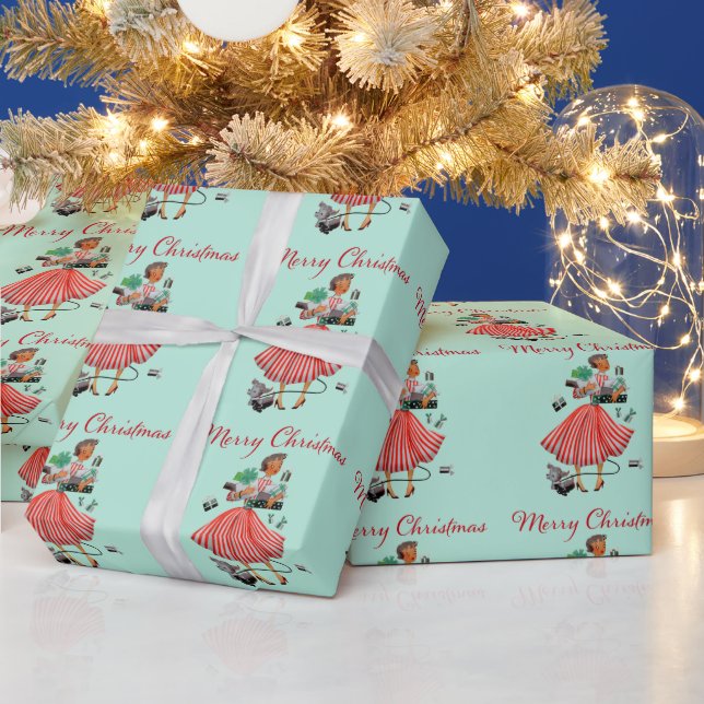 1950 Vintage Weihnachtsfrau Geschenkpapier (Feiertage)