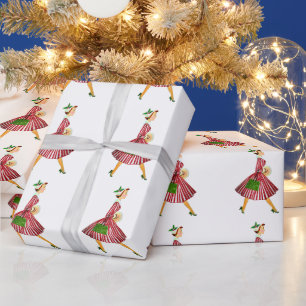 1950 Vintage Weihnachtsfrau Geschenkpapier