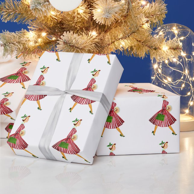 1950 Vintage Weihnachtsfrau Geschenkpapier (Feiertage)