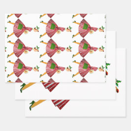 1950 Vintage Weihnachtsfrau Geschenkpapier Set