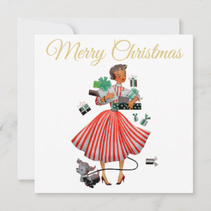 1950 Vintage Weihnachtsfrau Karte