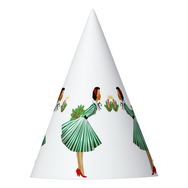 1950 Vintage Weihnachtsfrau Partyhütchen (Vorderseite)