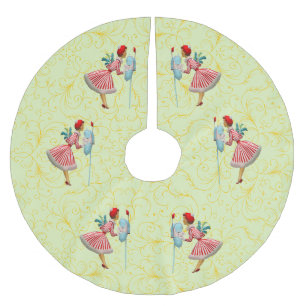 1950 Vintage Weihnachtsfrau Polyester Weihnachtsbaumdecke