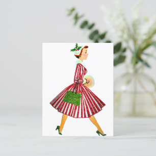 1950 Vintage Weihnachtsfrau Postkarte