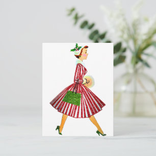1950 Vintage Weihnachtsfrau Postkarte
