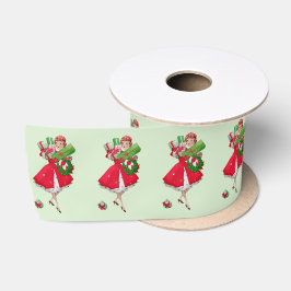 1950 Vintage Weihnachtsfrau Satinband