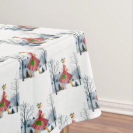 1950 Vintage Weihnachtsfrau Tischdecke