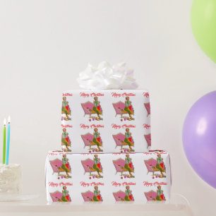 1950 Vintage Weihnachtsgrüße der Lady Geschenkpapier