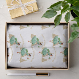 1950 Vintage Weihnachtsgrüße der Lady Seidenpapier