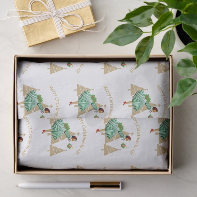 1950 Vintage Weihnachtsgrüße der Lady Seidenpapier (Geschenk)