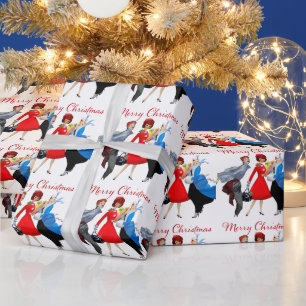 1950 Vintage Weihnachtsgrüße für Damen Geschenkpapier