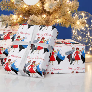 1950 Vintage Weihnachtsgrüße für Damen Geschenkpapier