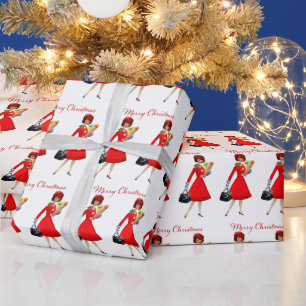 1950 Vintager Weihnachtskauf für Frauen Geschenkpapier