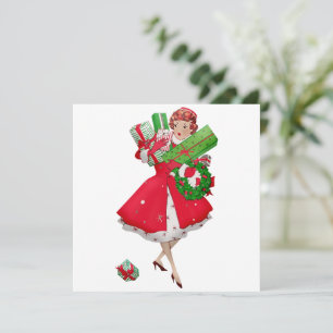 1950 Vintager Weihnachtskauf für Frauen Karte