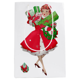 1950 Vintager Weihnachtskauf für Frauen Mittlere Geschenktüte