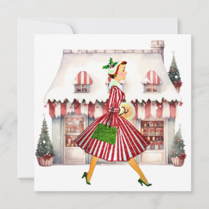 1950 Weihnachten Vintage Dame Einkaufen