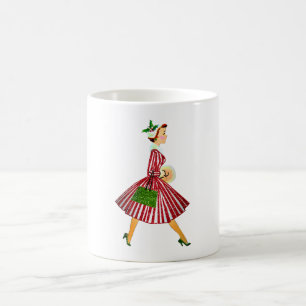 1950 Weihnachten Vintage Dame Kaffeetasse