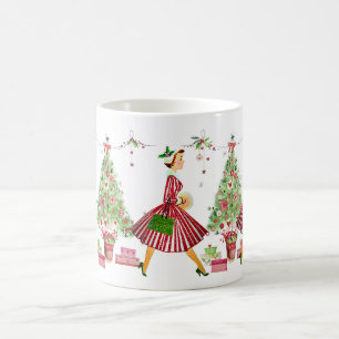 1950 Weihnachten Vintage Dame Kaffeetasse