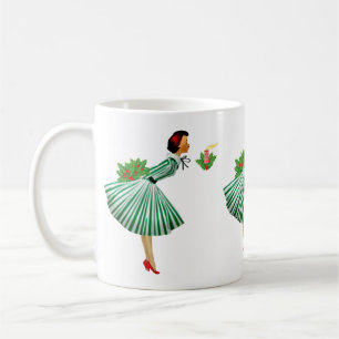 1950 Weihnachten Vintage Dame Kaffeetasse
