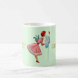 1950 Weihnachten Vintage Lady Frohe Weihnachten Kaffeetasse