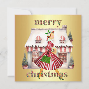 1950 Weihnachten Vintage Lady Shopping