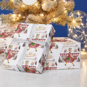 1950 Weihnachten Vintage Lady Shopping Geschenkpapier