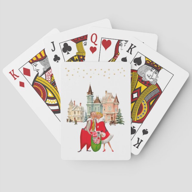 1950 Weihnachten Weihnachten Paar goldene Sterne Spielkarten (Rückseite)