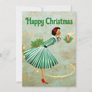 1950 Weihnachtsfrau Feiertagskarte