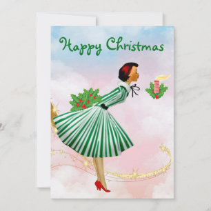 1950 Weihnachtsfrau Feiertagskarte