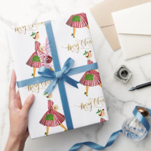 1950 Weihnachtsfrau Frohe Weihnachten