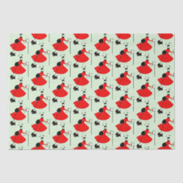 1950 Weihnachtsfrau mit Dog Wrapping Pape Seidenpapier