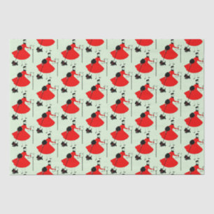 1950 Weihnachtsfrau mit Dog Wrapping Pape Seidenpapier