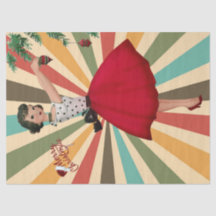 1950 Weihnachtsfrau mit Retro-Hintergrund