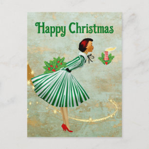 1950 Weihnachtsfrau Postkarte