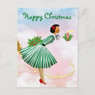 1950 Weihnachtsfrau Postkarte