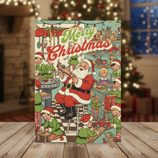 1950 Weihnachtskarte – Vintage Weihnachtsmann & El Feiertagskarte