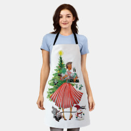 1950 Weihnachtsweihnachtskarte Lady Holiday Card Schürze