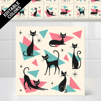 1950er Atom Retro Katzen Farben Vollständig Editie Fliese