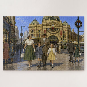1950er Aussie Weihnachten Flinders Street Station Puzzle