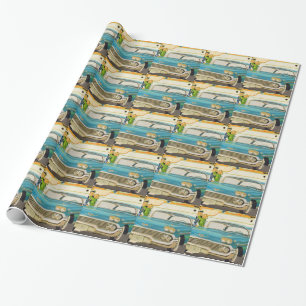 1950er Chevy Impala blau mit Flossen Geschenkpapier