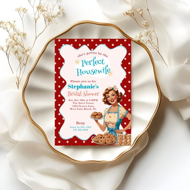 1950er Die Perfekte Hausfrau Retro-Bridal-Shower Einladung (Von Creator hochgeladen)
